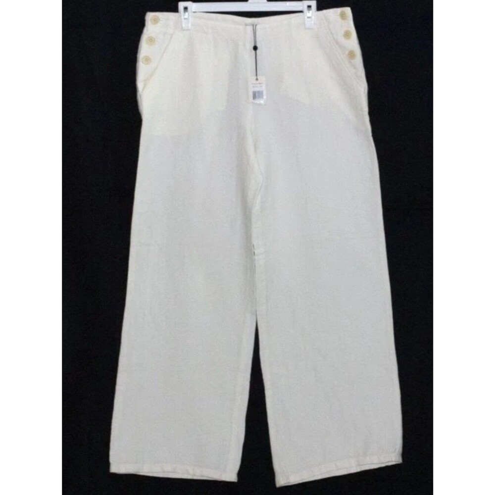 NWT Leon Max Limited Edition High Waisted Wide Leg Sailor Style Linen Pants Sz 8
